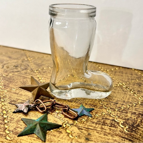 SET of 6 Cowboy Boots‎ 1.5oz Vintage Clear Shot Glasses - Picture 5 of 13